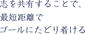 志を共有することで、最短距離でゴールにたどり着ける